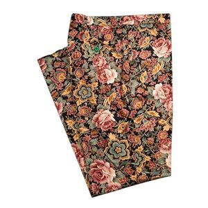 Mens 34 Floral Chino Pants Black Multicolor Cotton Flat Front Straight Trousers